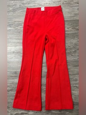 Maeve Vibrant Red Knit Flared Pants #A13